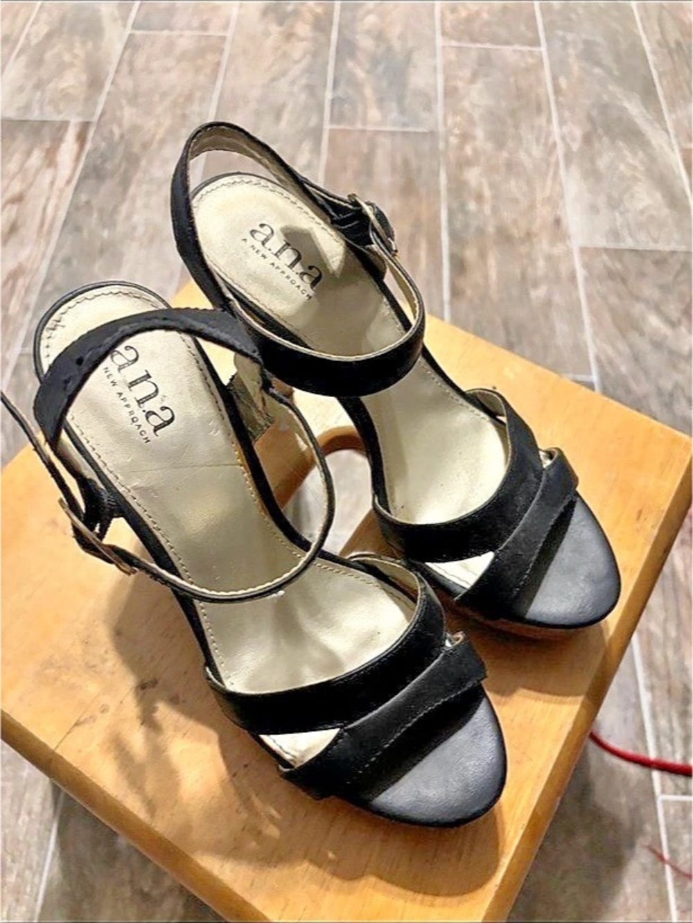 ANA New Approach Strappy Black Heels